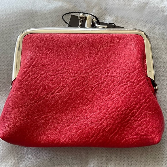 NWT “K•Carroll” Poppy Red “Coin Purse” Vegan Leather Neoprene Fabric W/2 Opening - Picture 10 of 10
